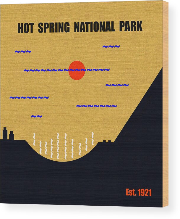 Hot Springs National Park Arkansas Wood Print featuring the mixed media Hot Springs N. P. M series by David Lee Thompson