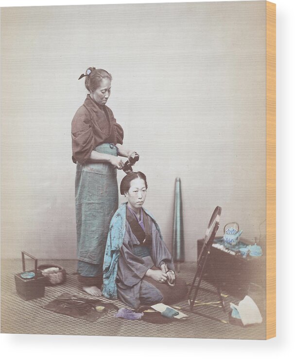 1860-1869 Wood Print featuring the photograph Japanese Beauty by Felice Beato