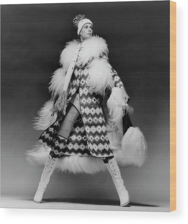 #new2022vogue Wood Print featuring the photograph Jean Shrimpton In An Ungaro Coat by David Bailey
