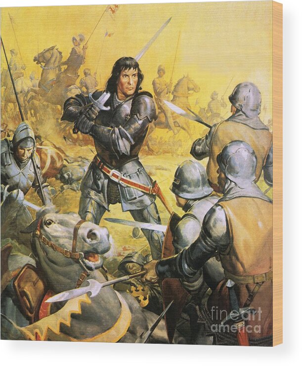 King Richard Iii In Wood Print featuring the painting King Richard IIi In Battle by James Edwin Mcconnell