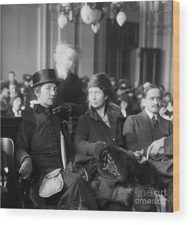 People Wood Print featuring the photograph Margaret Sanger And Ethel Byrne In Court by Bettmann