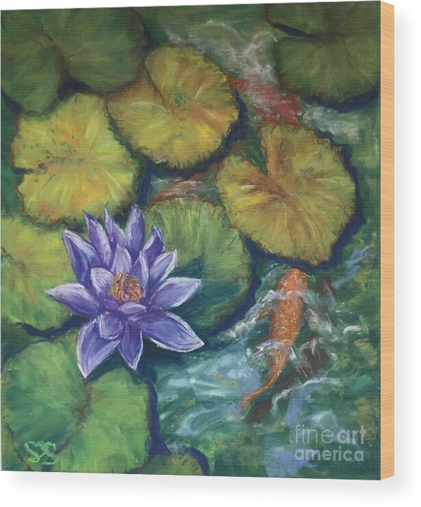 Lillies Wood Print featuring the painting Meditation by Susan Sarabasha