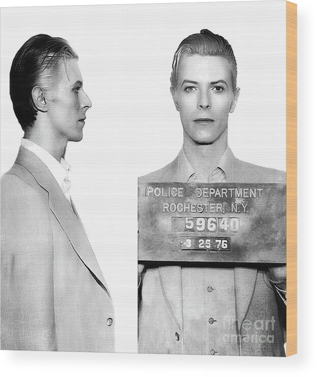 David Wood Print featuring the photograph Original David Bowie Mugshot 1976 by Doc Braham