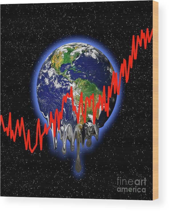 Nobody Wood Print featuring the photograph Planet Earth With Graph Lines by Victor De Schwanberg/science Photo Library