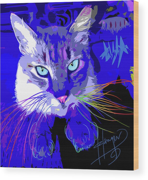 Dizzycats Wood Print featuring the painting pOpCat Timmy by DC Langer
