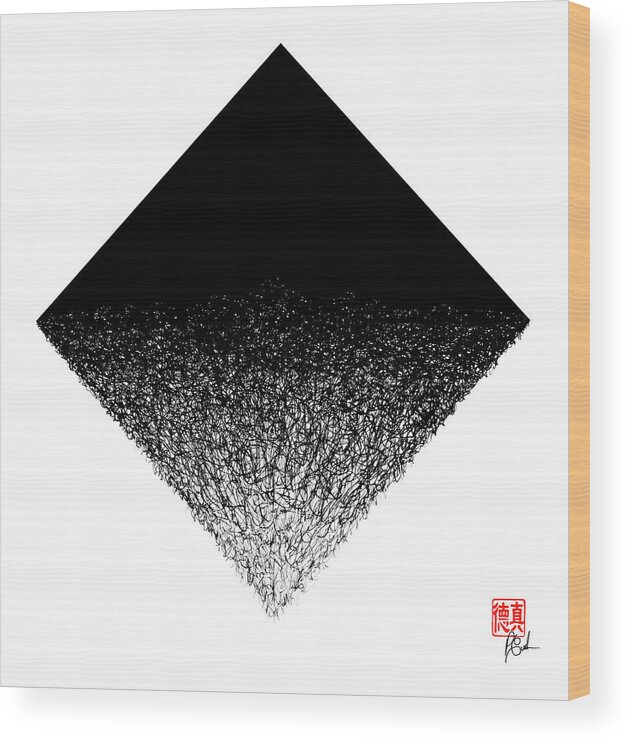 Pyramid Wood Print featuring the drawing Pyramid by Peter Cutler