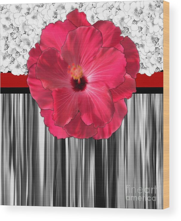 Pink Wood Print featuring the digital art Pink, Lily Motif by Delynn Addams
