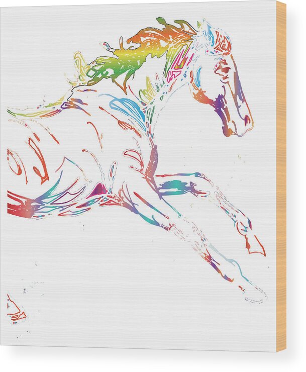 Scribble Horse - On White Wood Print featuring the painting Scribble Horse - On White by Sher Sester