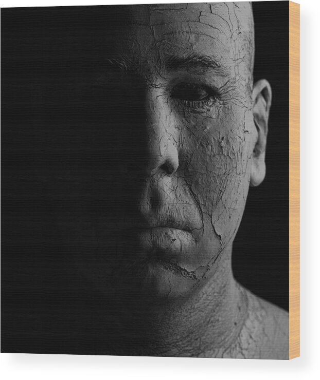 Clay Wood Print featuring the photograph Shadowman by Mike Melnotte