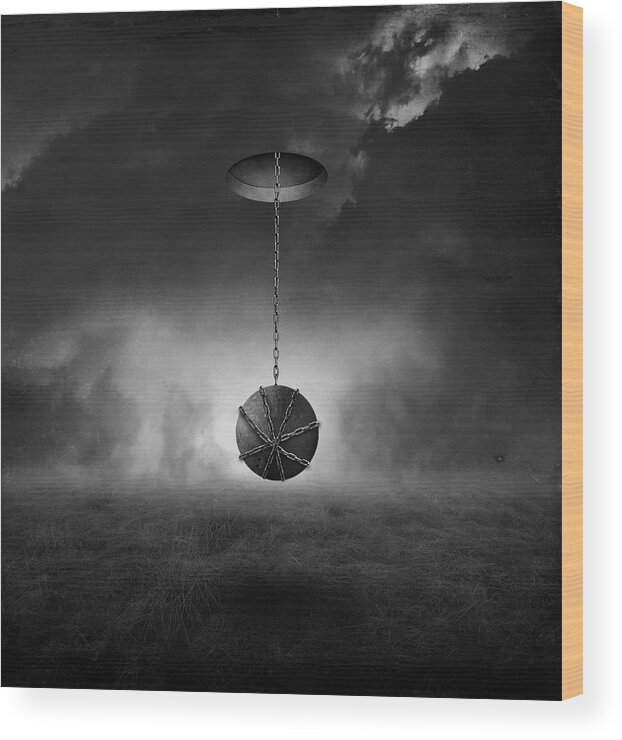 Surreal Wood Print featuring the photograph The Last Stone by Hari Sulistiawan