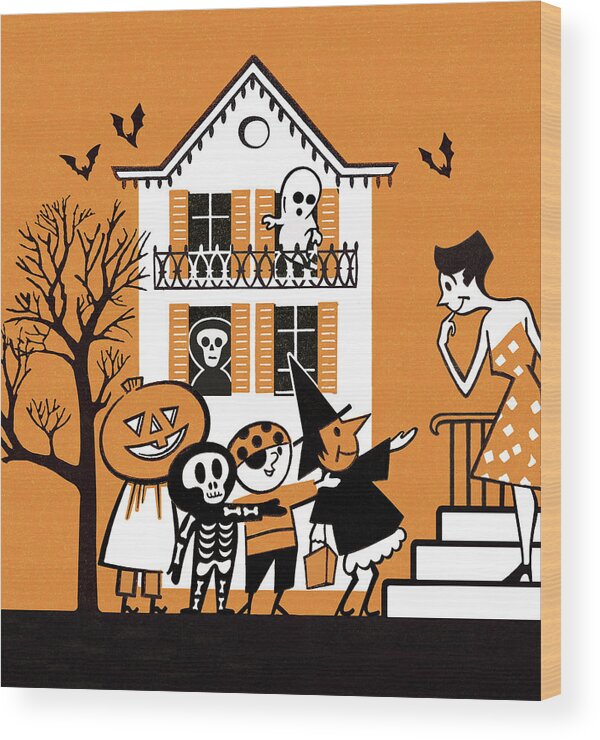 Animal Wood Print featuring the drawing Trick or Treat by CSA Images