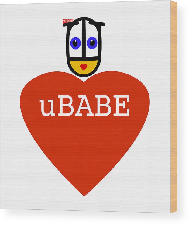 Ubabe Wood Print featuring the digital art uBABE Love by Charles Stuart
