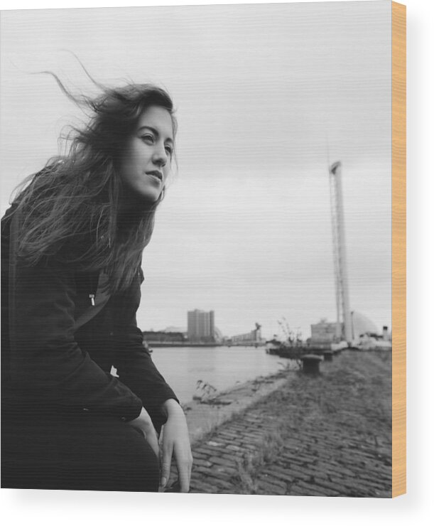 People Wood Print featuring the photograph Attractive Young Woman At Derelict Glasgow Docks #1 by Theasis