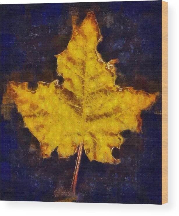 Autumn Wood Print featuring the mixed media Autumn Leaf by Christopher Reed