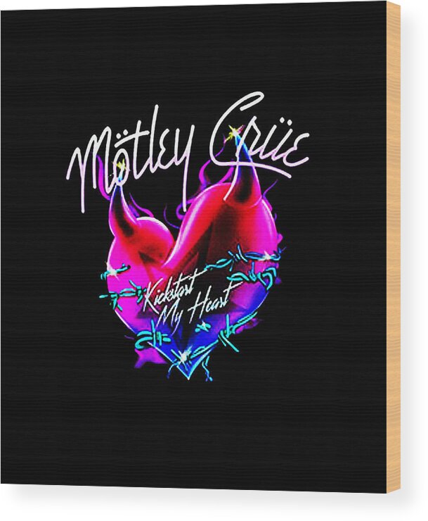 Best Selling Logo Music Mötley Crüe Band Fenomenal Heavy Metal Glam Metal Hard Rock American Heavy Metal Band Wood Print featuring the digital art Best Selling Logo Music Motley Crue Band Fenomenal #1 by Disco Punkhead