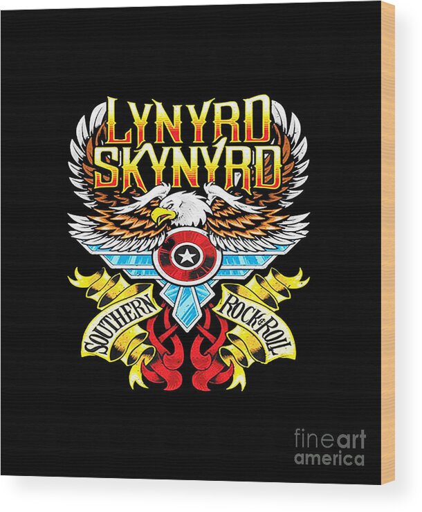  Wood Print featuring the digital art Lynyrd Skynyrd is an American rock band, #1 by Koral Edmenson