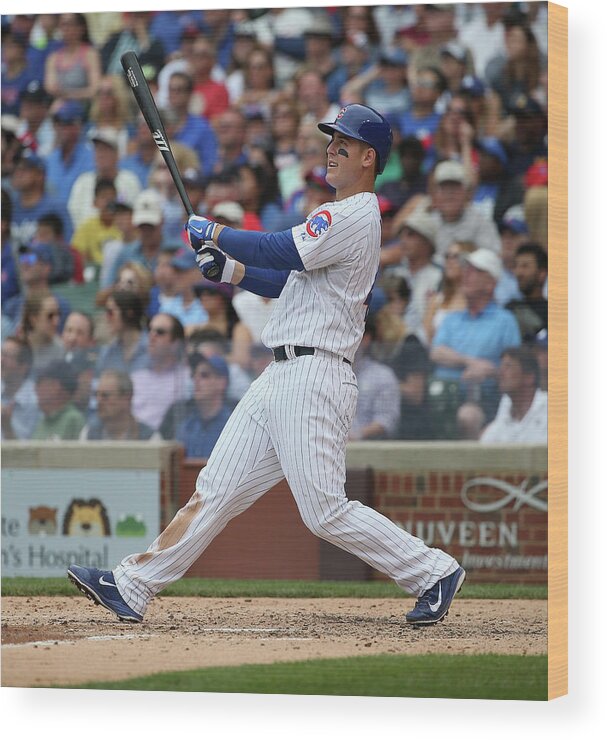Following Wood Print featuring the photograph Anthony Rizzo #3 by Jonathan Daniel