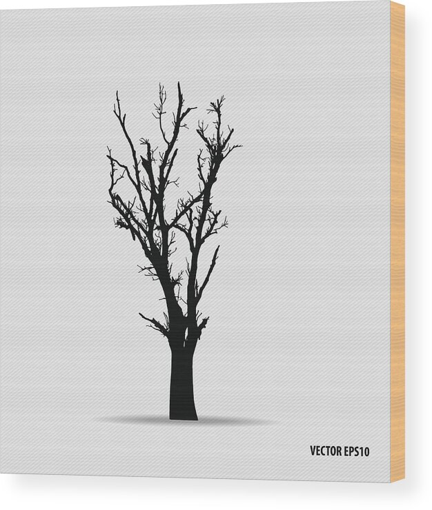 Tropical Rainforest Wood Print featuring the drawing Tree silhouettes. Vector illustration. #4 by Jannoon028