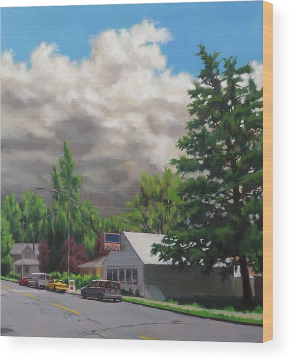 Store Wood Print featuring the painting 4th Street by Jordan Henderson