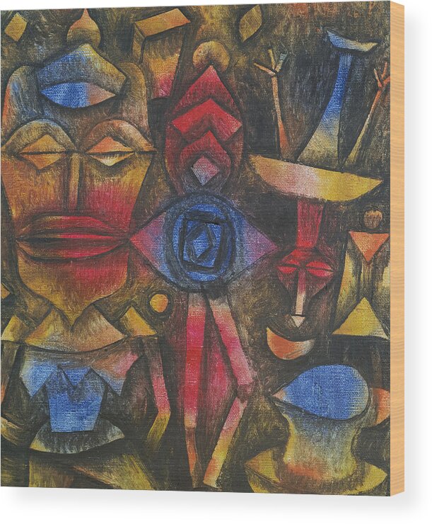 Paul Klee Wood Print featuring the painting Collection of Figurines by Paul Klee by Mango Art