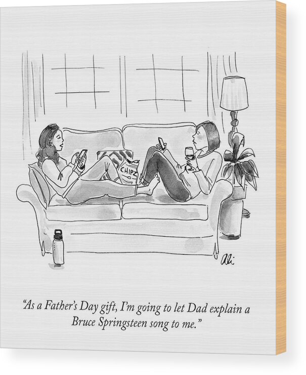 As A Father's Day Gift Wood Print featuring the drawing A Father's Day Gift by Ali Solomon