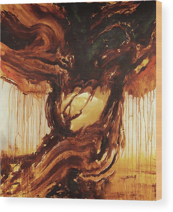 Abstract Wood Print featuring the painting AeternaOveum by Sv Bell