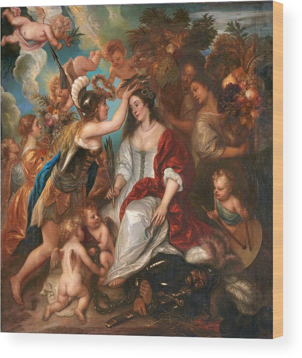 Jan Lievens Wood Print featuring the painting Allegory of peace by Jan Lievens
