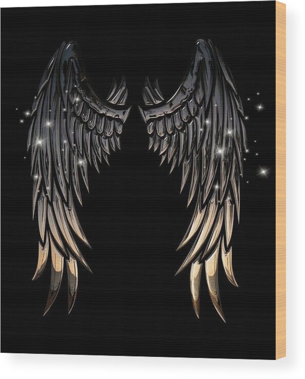 Angel Wood Print featuring the digital art Angel wings by Mopssy Stopsy