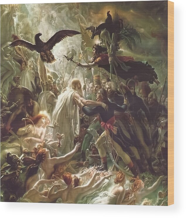 Anne-louis Girodet Wood Print featuring the painting Apotheosis of the French Heroes by Anne-Louis Girodet
