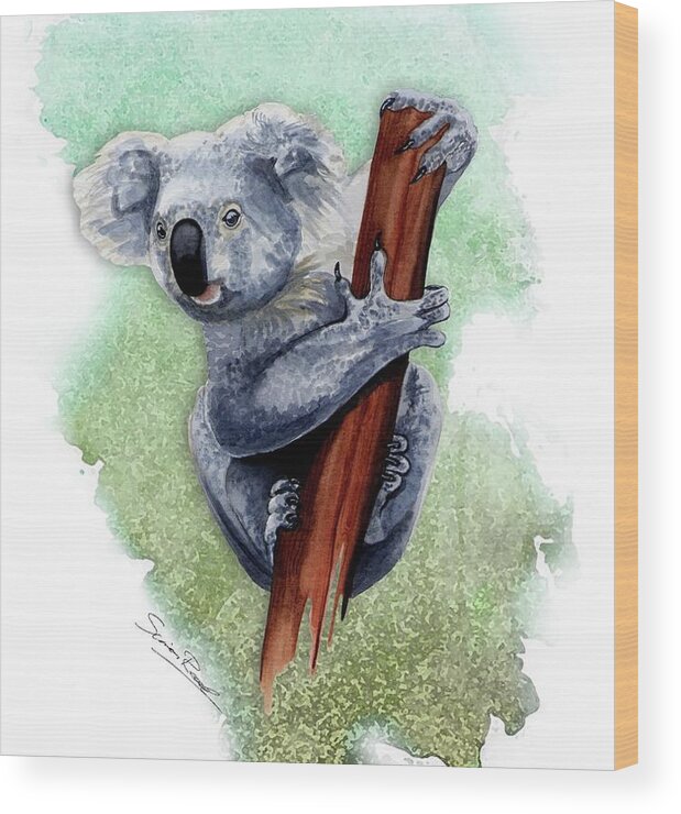 Art Wood Print featuring the painting Australian Koala by Simon Read