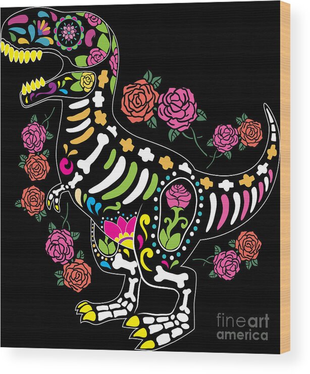 Day of The Dead Sugar Skull Painter Artist Gift Wood Print by