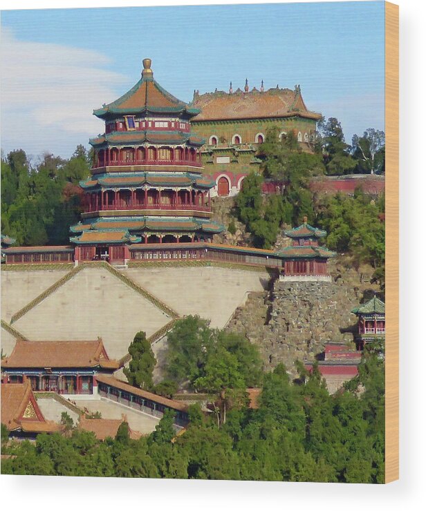 China Wood Print featuring the photograph Temple at The Summer Palace by Kerry Obrist