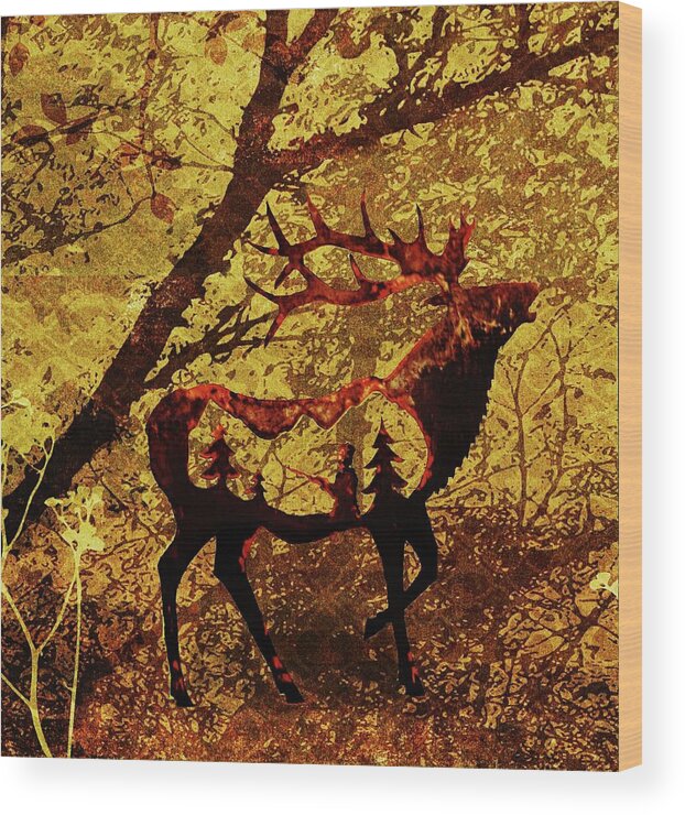 Bull Elk Wood Print featuring the photograph Fall Elk 2 by Larry Campbell