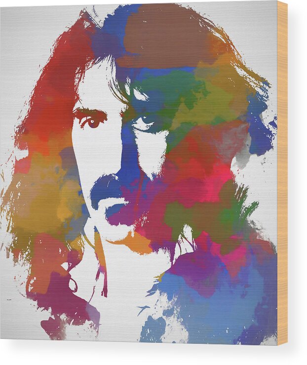 Frank Zappa Color Splash Wood Print featuring the painting Frank Zappa Color Splash by Dan Sproul