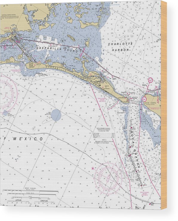 Gasparilla Island Florida Wood Print featuring the digital art Gasparilla Island Florida, NOAA Chart 11425_1 by Nautical Chartworks