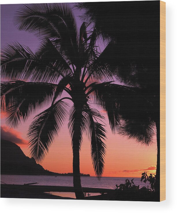 Kauai Wood Print featuring the photograph Goodnight Hanalei by Tony Spencer