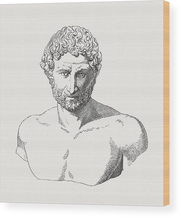 Ancient History Wood Print featuring the drawing Hadrian (76-38 AD), Roman Emperor, wood engraving, published in 1881 by Zu_09