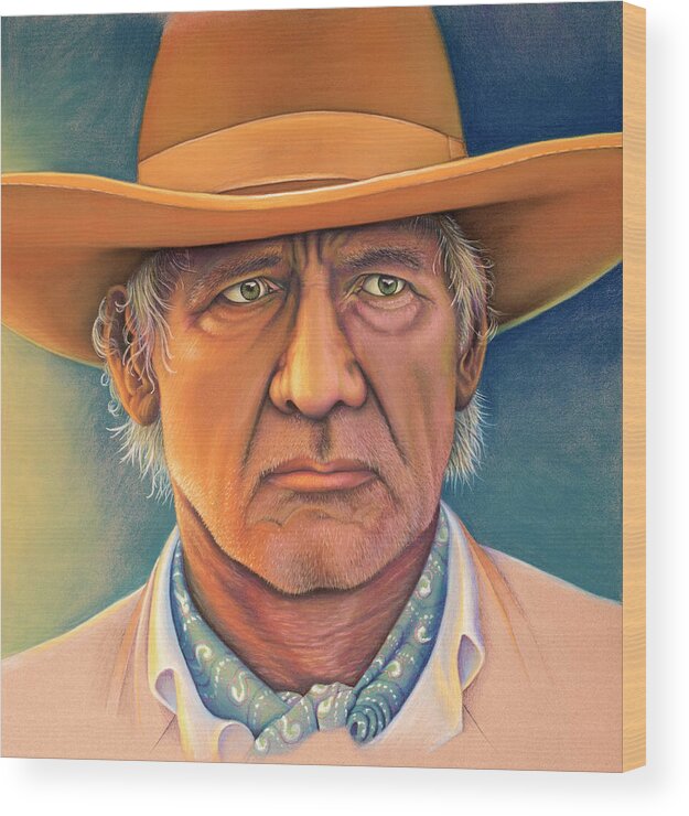 Harrison Ford Wood Print featuring the pastel Harrison Ford by Tish Wynne