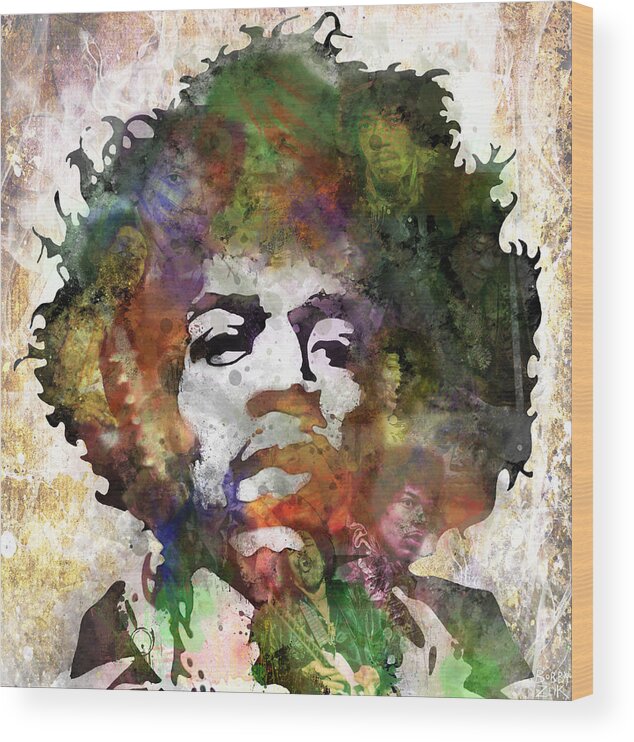 Jimi Hendrix Wood Print featuring the painting Jimi Hendrix by Bobby Zeik