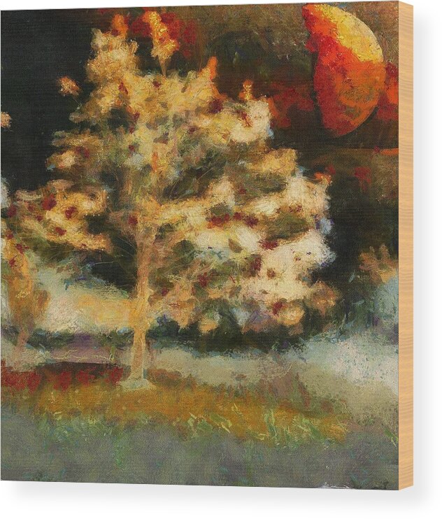 Night Wood Print featuring the mixed media Late Summer Night by Christopher Reed