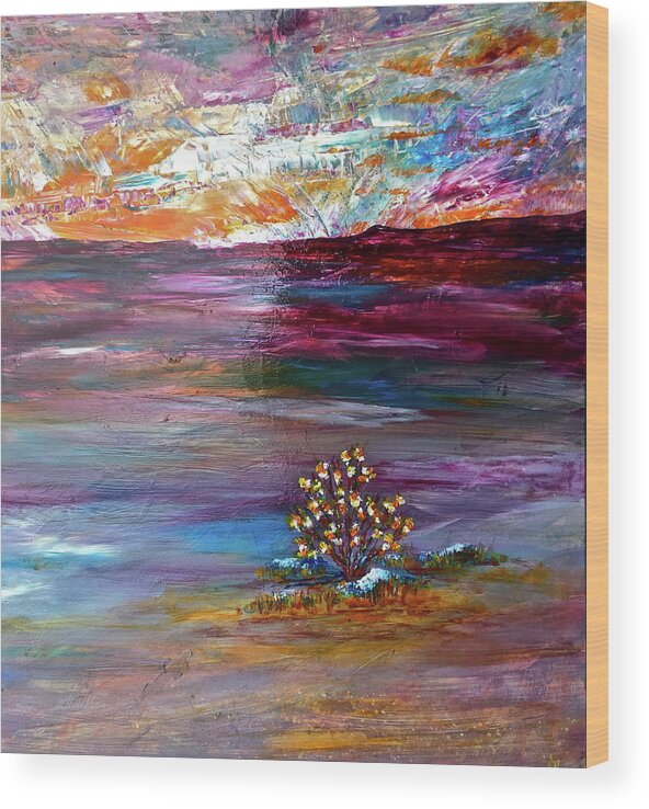 Sunset Wood Print featuring the painting Life on the Edge of Sunset by Janice Nabors Raiteri