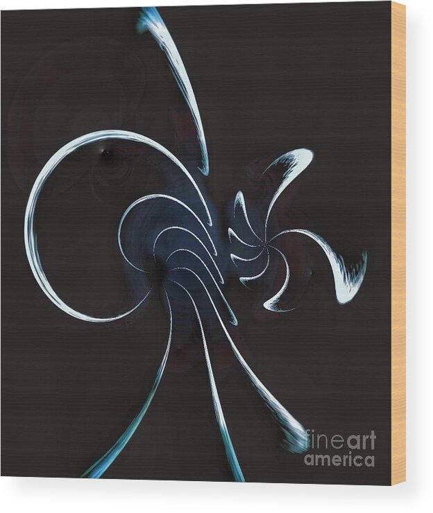 Lunar Wood Print featuring the digital art Lunar Eclipse in Abstract by Blair Stuart