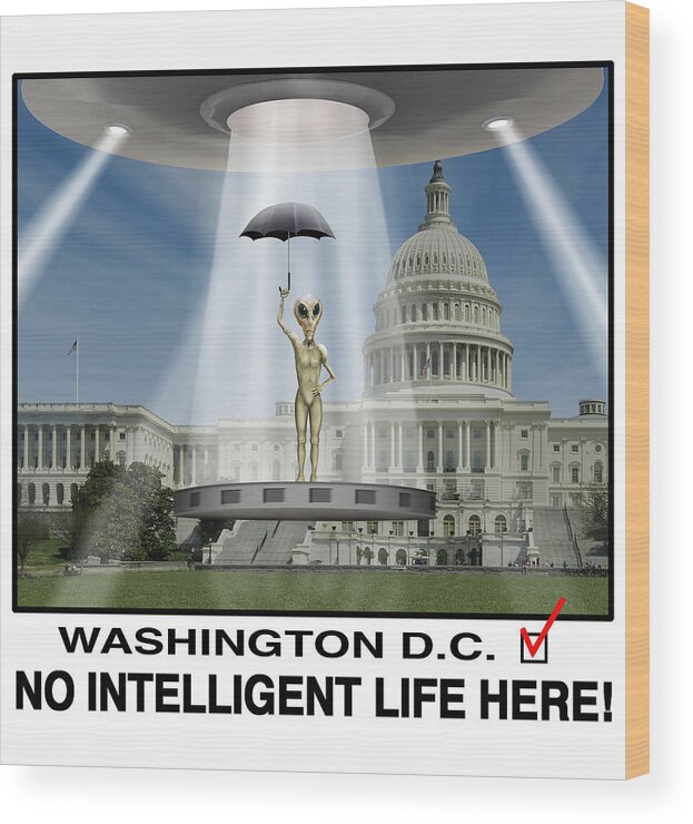 Washington Dc Wood Print featuring the photograph No Intelligent Life Here D C by Mike McGlothlen