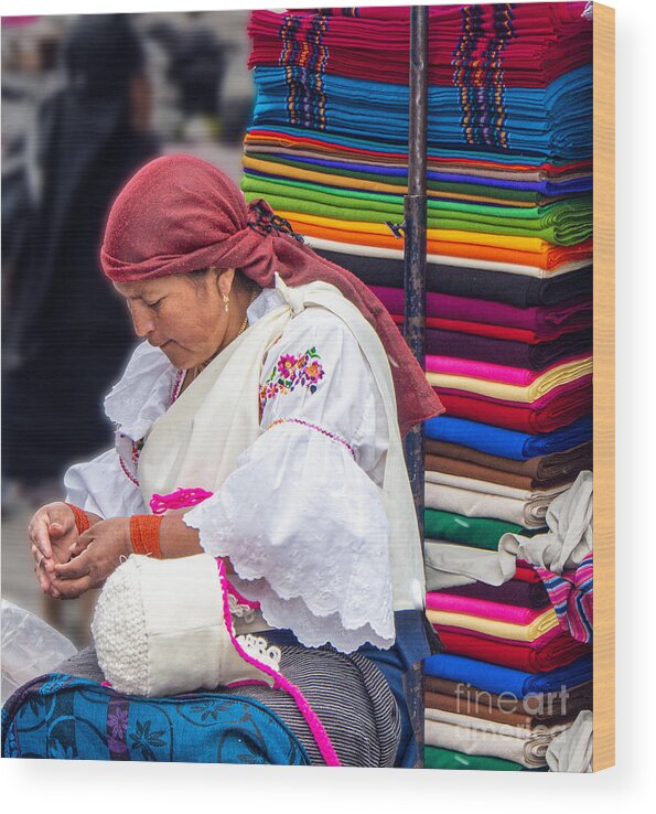 Otavalo Wood Print featuring the photograph Otavalo Market in the Morning by L Bosco