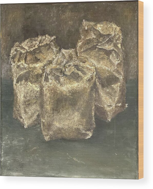 Still Life Wood Print featuring the painting Pigment bags by David Euler