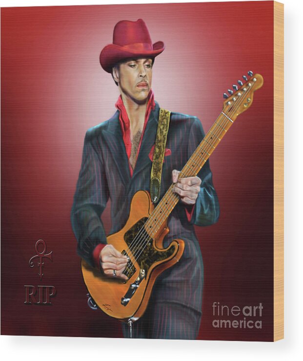 The Artist Wood Print featuring the painting Rip The Artist by Reggie Duffie