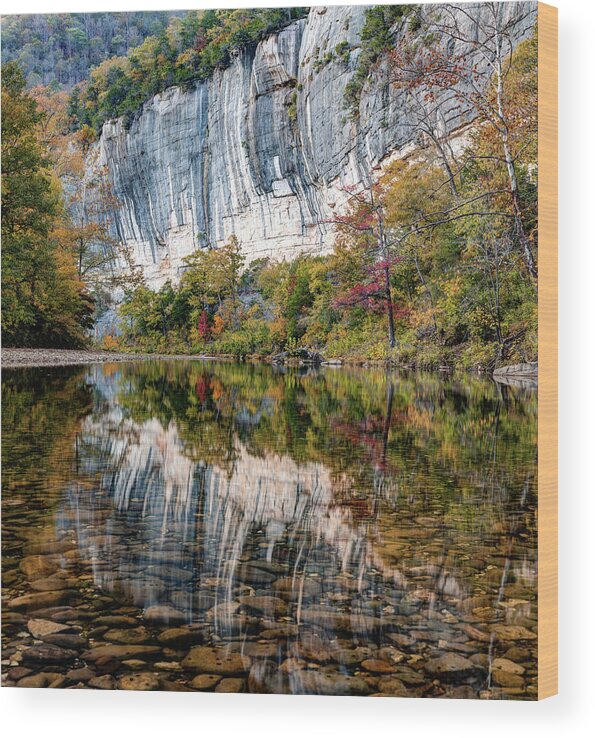 America Wood Print featuring the photograph Roark Bluff Autumn Reflections Along The Buffalo River by Gregory Ballos