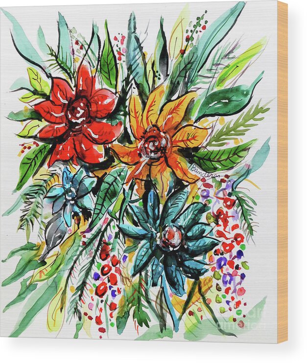 Spring Wood Print featuring the painting Spring Flowers 2021 by Terry Banderas