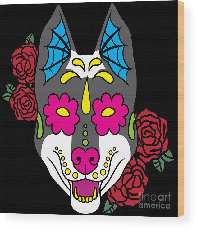 Day of The Dead Sugar Skull Painter Artist Gift Wood Print by