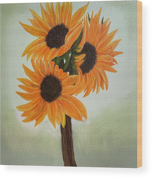 Oil Wood Print featuring the painting Sunflowers by Lisa White